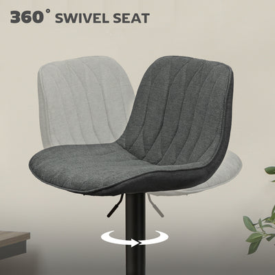 HOMCOM Set of Two Linen-Look Bar Stools - Charcoal Grey 