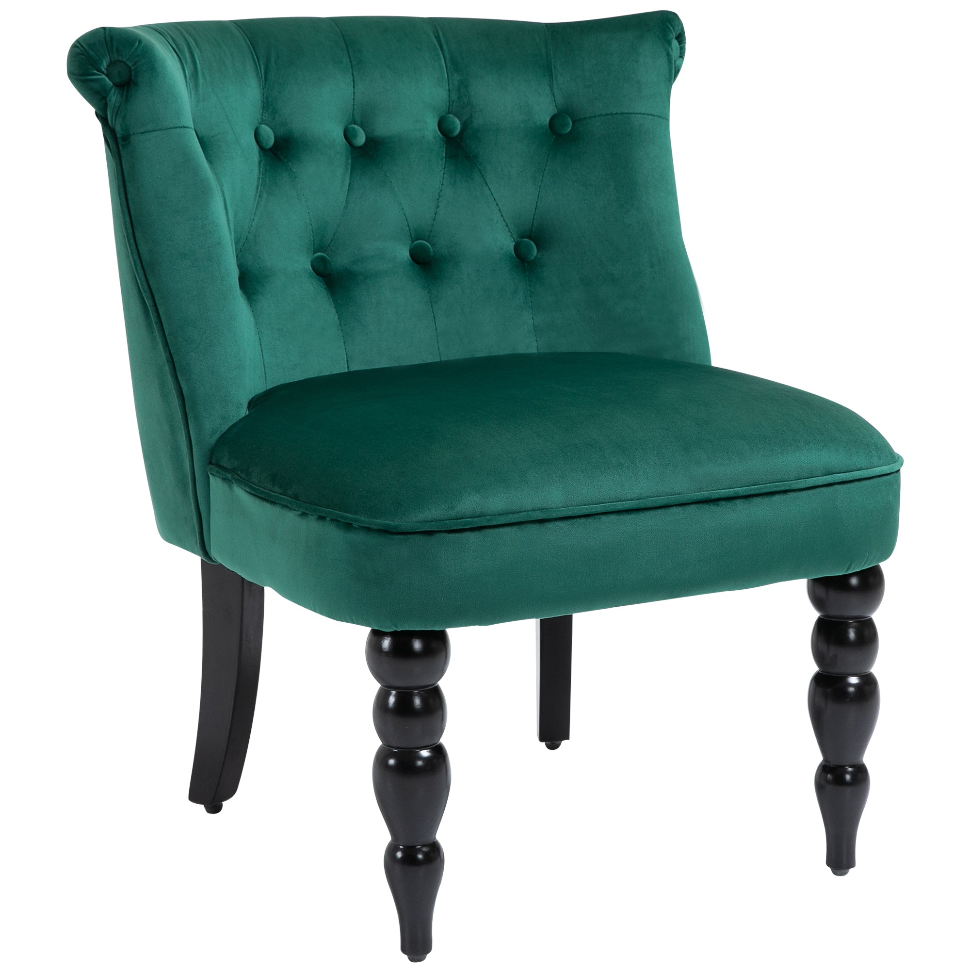 HOMCOM Velvet-Feel Wingback Accent Chair, with Wooden Legs - Green 