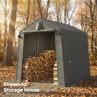Outsunny 7.5 x 6.2 ft Outdoor Garden Storage Shed, Waterproof Bike Tent with Roll-Up Zipper Door and Vent, Dark Grey 