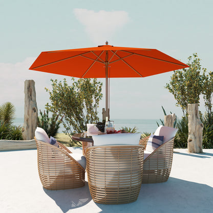 Outsunny 2.5m Wood Garden Parasol Sun Shade Patio Outdoor Wooden Umbrella Canopy Orange 