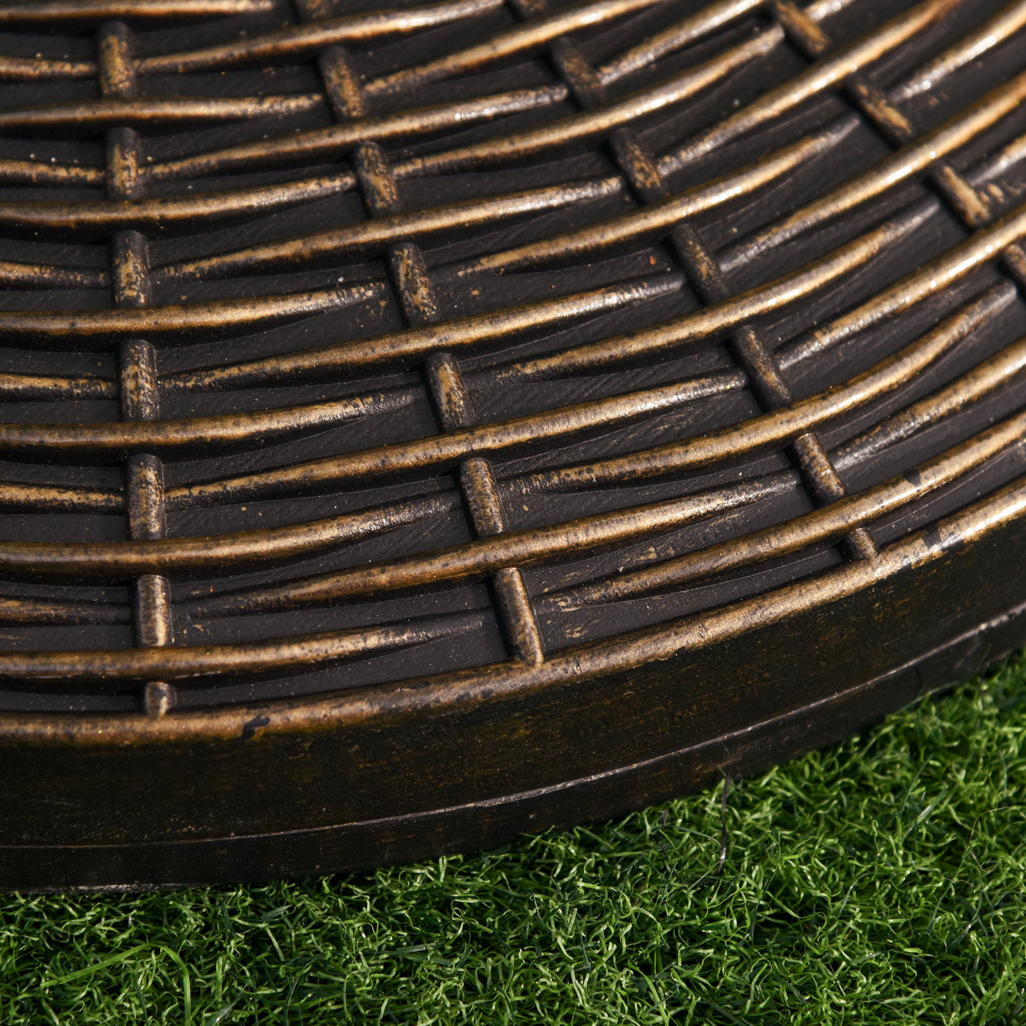 Outsunny 25 kg Plastic and Cement Rattan Pattern Parasol Base - Antique Bronze 