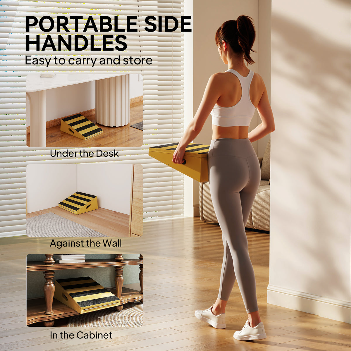 SPORTNOW Portable Slant Board, Adjustable Incline Board Calf Stretcher with Extra Side-Handle Design for Home Gym 
