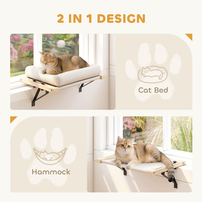 PawHut Cat Radiator Bed, Adjustable Hanging Cat Hammock with Removable and Washable Cushion for Indoor Cats, Cream White 