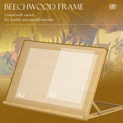 Vinsetto Desktop Table A2 Easel Craft Workstation, Adjustable Beechwood Table Top Easel, Portable Folding Artist Drawing & Sketching Board for Adults, Beginners, Artists Painting 