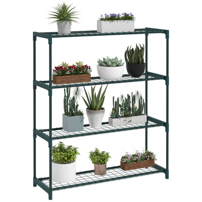 Outsunny Four-Tier Steel Plant Shelf - Black 