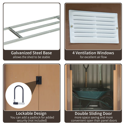 Outsunny 7 x 4ft Lockable Metal Garden Tool Storage Shed Storage - Light Brown 