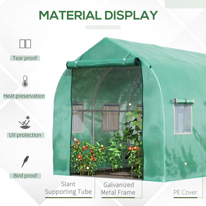 Outsunny Polytunnel Greenhouse with Windows and Door, Walk in Greenhouse for Garden, Backyard (4 x 2 M) 