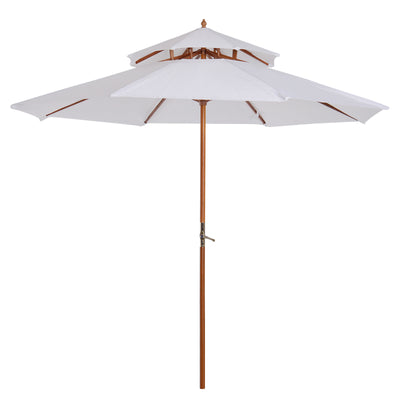 Outsunny 2.7m Elegant Wooden Frame Parasol Umbrella - Cream White 