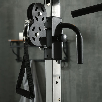 SPORTNOW Home Gym Machine, Multifunctional Gym Equipment with High and Low Pulleys, Pull Up Bar, 15-Position Adjustable Strength Training Workout Station for Full Body Fitness