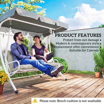 Outsunny Garden Bench Cushion, 2 Seater Swing Chair Cushion, Seat Pad with Ties for Indoor and Outdoor Use, 110 x 120 cm 