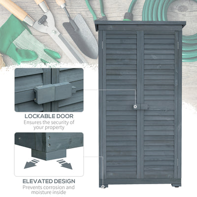 Outsunny 39.5 x 79cm Fir Wood Garden Shed - Grey 