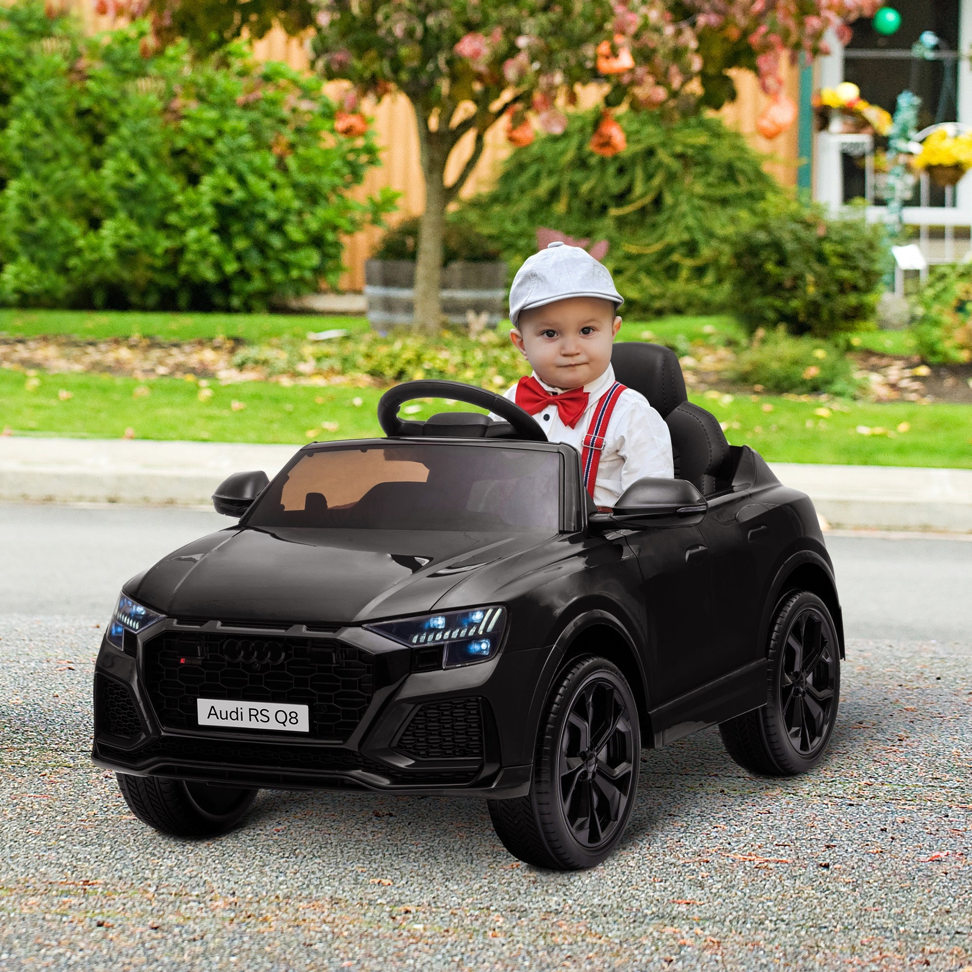 HOMCOM Audi RS Q8 Licensed Electric Car for Kids, 6V Kids' Electric Ride on with Remote Control, 7Ah Big Battery, Lights Bluetooth, Music USB MP3, for 3-5 Years Old, Black 