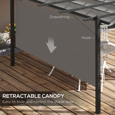 Outsunny 4 x 3(m) Aluminium Pergola with Retractable Roof, Garden Gazebo Canopy Shelter for Outdoor, Patio, Grey 