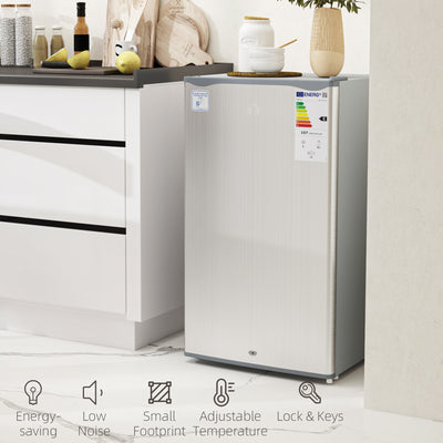HOMCOM 91L Freestanding Under-Counter Fridge with Lock - Grey 
