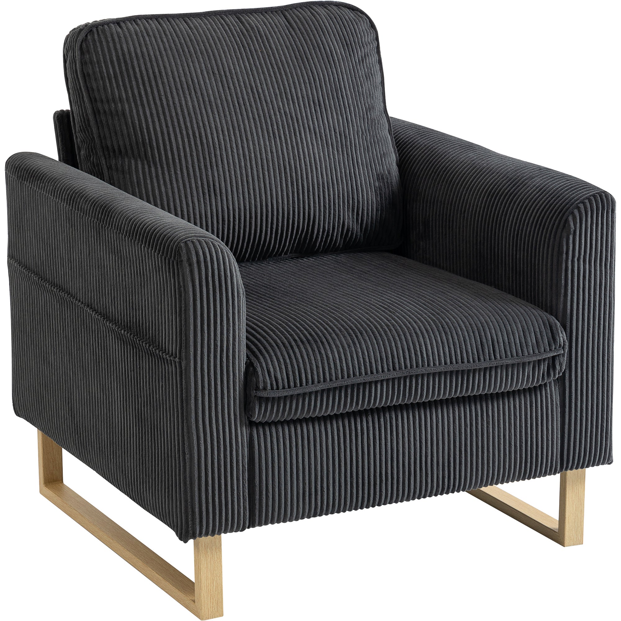 HOMCOM Accent Chair with Pocket Spring, Modern Industrial Armchair with Metal Legs for Livingroom Dark Grey 