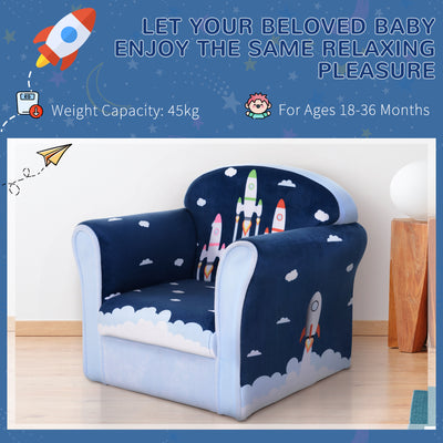 HOMCOM Children Chair Armchair Single Sofa,  50 x 39 x 44cm, for 18M+, Blue 