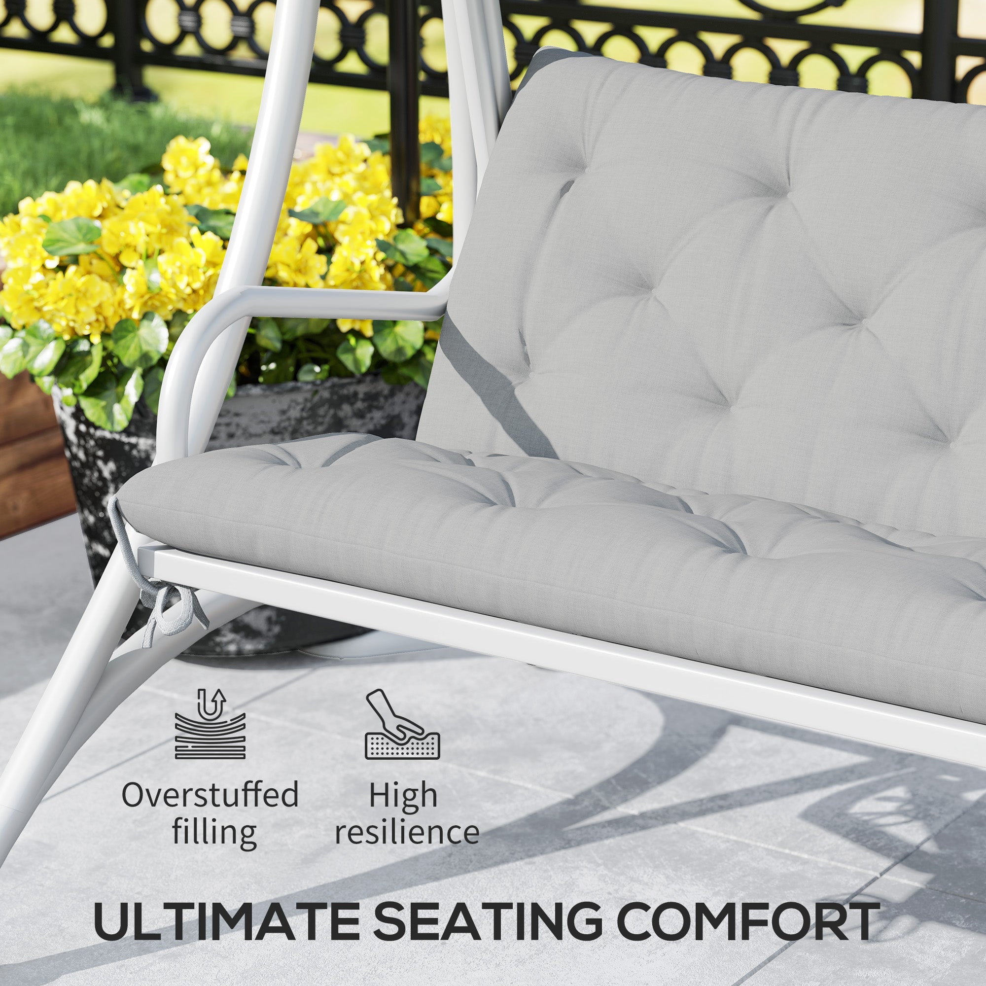 Outsunny Three-Seater Bench Cushion - Light Grey 