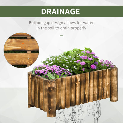 Outsunny 52L Raised Flower Bed Wooden Rectangular Planter Container Box Herb Pot Flower Pot 78L x 35W x 30H (cm) 