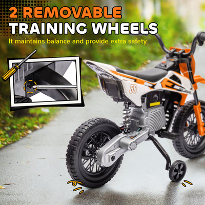 AIYAPLAY 12V Kids Electric Motorbike, Kids Electric Ride on motorcycle w/ Twist Grip Throttle, Training Wheels, Orange 