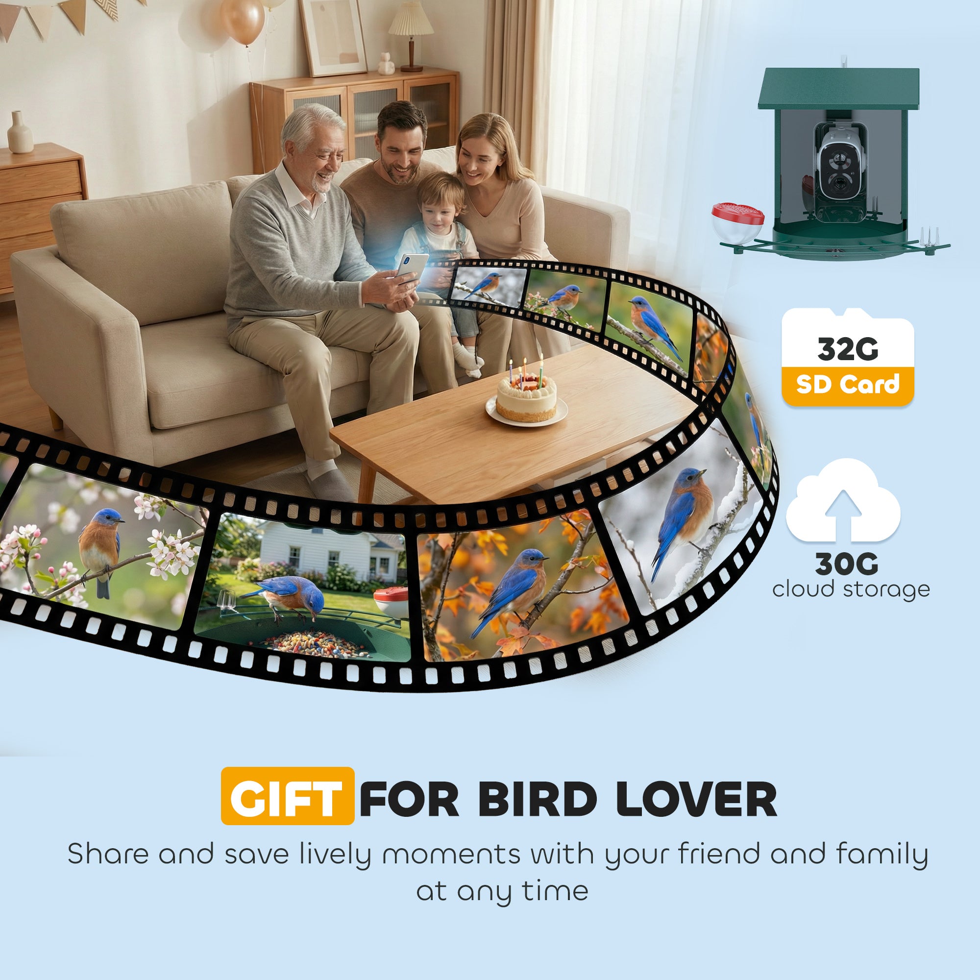 PawHut Smart Bird Feeder Camera 2K HD with AI Identifies 16,000+ Species, 2K HD Auto Capture Video, APP Instant Notifications 