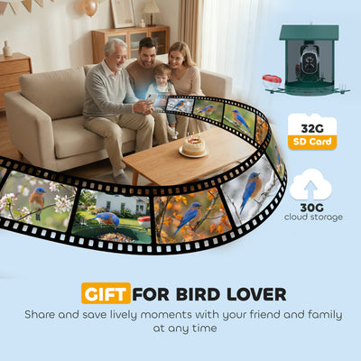 PawHut Smart Bird Feeder Camera 2K HD with AI Identifies 16,000+ Species, 2K HD Auto Capture Video, APP Instant Notifications 
