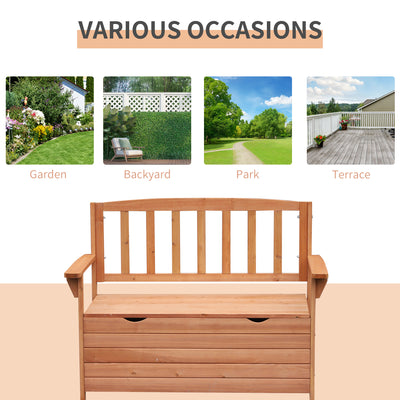 Outsunny Two-Seater Garden Storage Bench - Natural 