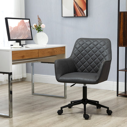 Vinsetto Office Desk Chair, Leather-Feel Fabric Computer Swivel Chair with Rolling Wheels and Adjustable Height for Home, Grey 