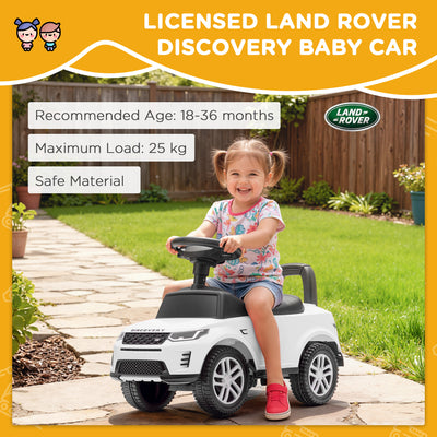 AIYAPLAY Land Rover Licensed Toddler Ride on Car with Horn, Engine Sounds, Under-Seat Storage, for 18-36 Months, White 