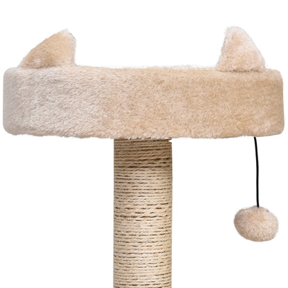 PawHut Cat Tree for Indoor Cats with Scratching Post Climbing Tower Kitty Activity Centre Condo Perch Jumping Platforms Beige 60L x 40W x 81H cm 