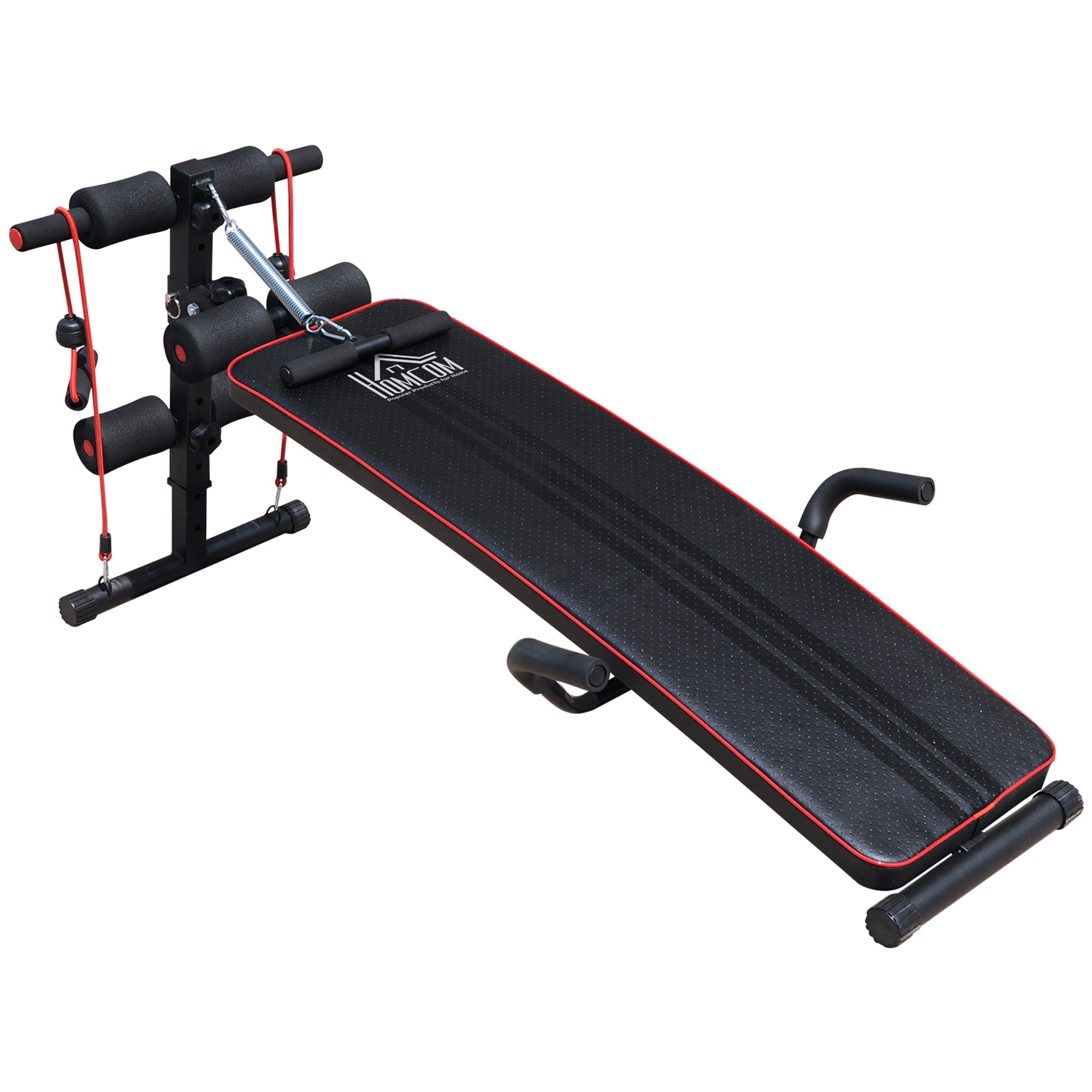 HOMCOM Sit Up Bench Core AB Workout Fitness Excercise Machine Adjustable Thigh Support Home Gym Black 