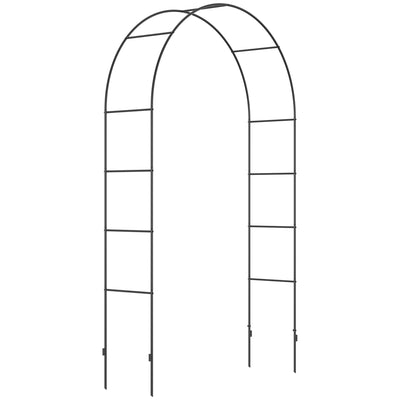 Outsunny Outdoor Garden Arch, Metal Garden Arbor for Climbing Plants, Roses, Vines, Wedding Arch for Outdoor, 140L x 40W x 240H cm, Black 