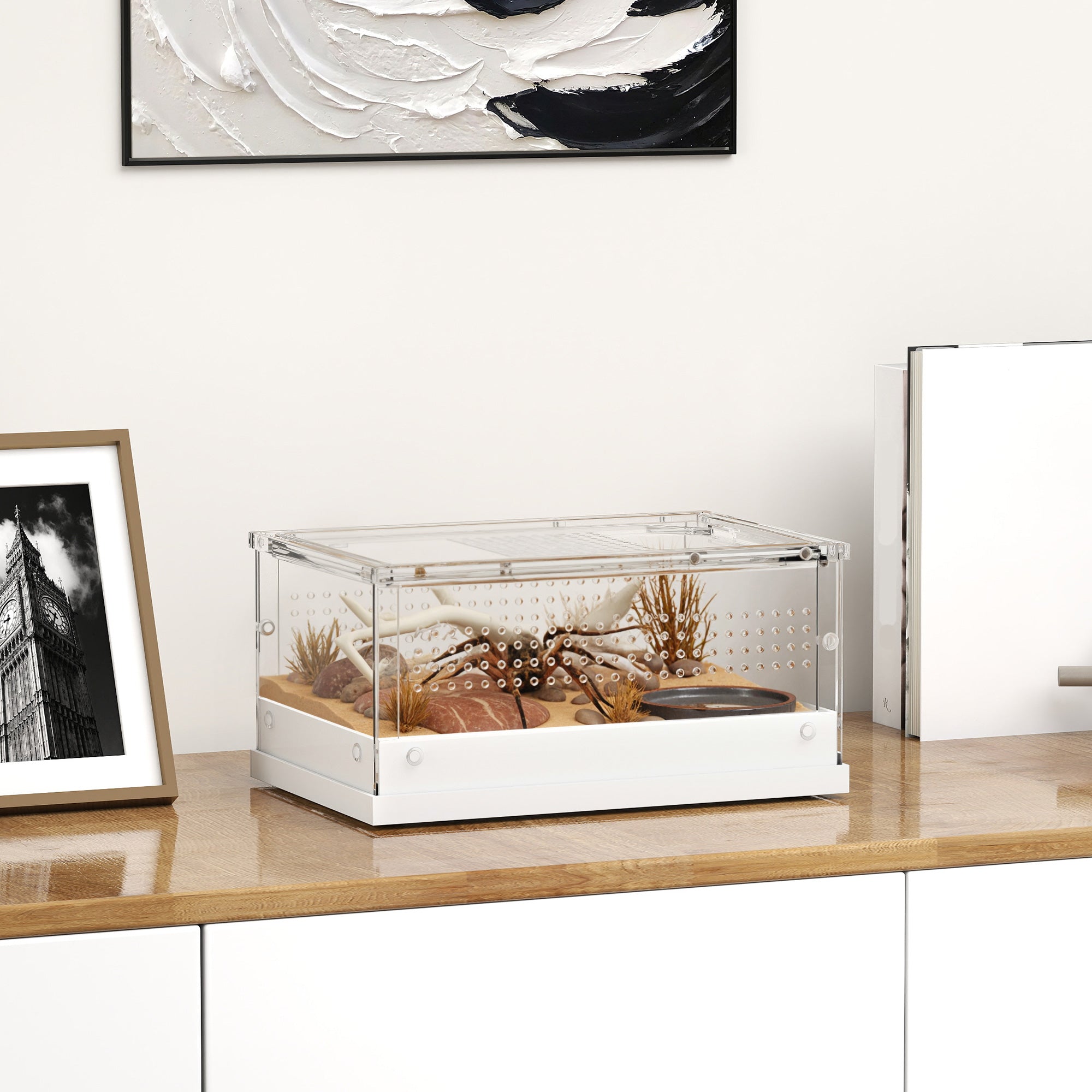 PawHut Acrylic Reptile Terrarium with Top Sliding Door, Vents,  for Snake, Frog, Spider, Gecko, Tarantula, 30 x 20 x 15 cm 