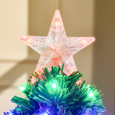 HOMCOM 3 Feet Prelit Artificial Christmas Tree with Multi-Coloured Fiber Optic LED Light, Holiday Home Xmas Decoration, Green 