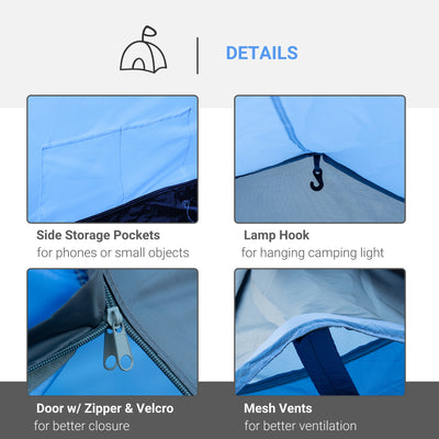 Outsunny 2 Room Tent with Vestibule, Weather-Resistant Camping Tent with Air Vents for Fishing Hiking, Sky Blue 