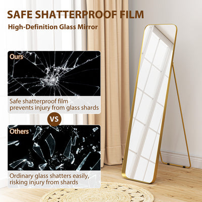 HOMCOM 40 x 160 cm Rectangular Full Length Mirror - Gold Tone 
