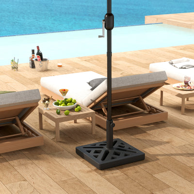 Outsunny Garden Parasol Base, 15kg HDPE Outdoor Umbrella Stand Parasol Stand with Cut-Out Design, Sun Umbrella Base for Deck Poolside, Black 