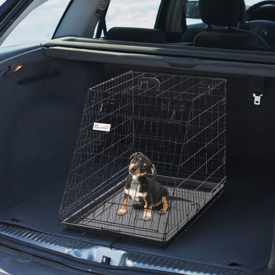 Pawhut Trapeze Collapsible Dog Pet Travel Box Cage Removable Tray 93 x 58 x 65cm 