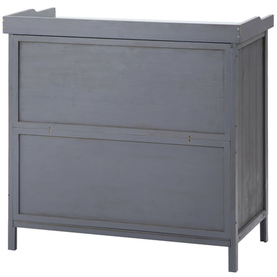 Outsunny Garden Storage Cabinet, Outdoor Tool Shed, Potting Bench Table with Galvanized Top and Two Shelves for Yard Tools or Pool Accessories, Grey 