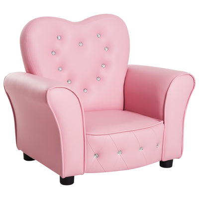 HOMCOM Kids Armchair Toddler Chair Seating Relax Playroom Seater Girl Princess Pink 