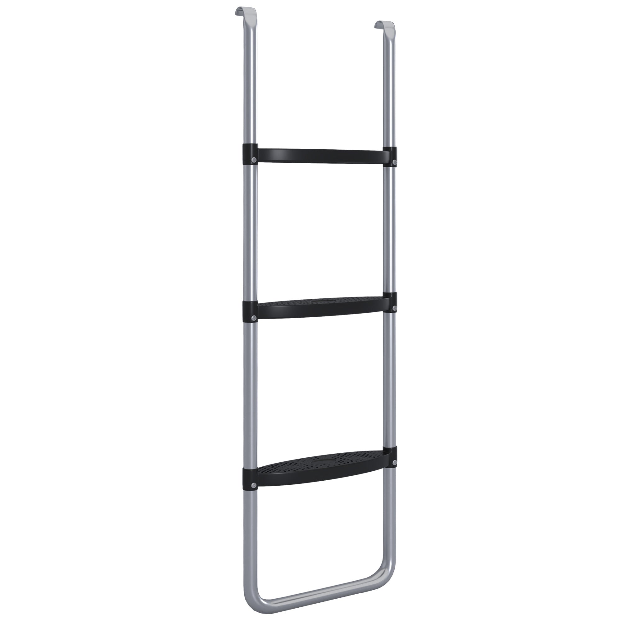 SPORTNOW Galvanised Steel Trampoline Ladder, 2 Steps/3 Steps Outdoor Trampoline Accessories for 6ft, 8ft, 10ft, 12ft, 13ft, 14ft, 16ft Trampoline, 110L x 32Wcm, Silver Tone 