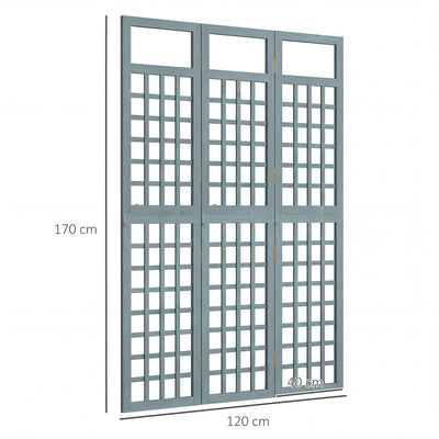 Outsunny 3-Panel Garden Privacy Screen, Freestanding Foldable Wooden Outdoor Divider/Trellis, Decorative Privacy Screen, Grey 
