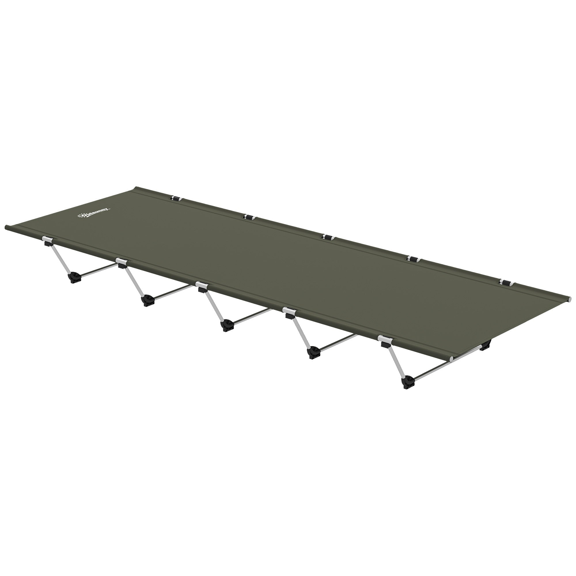 Outsunny Lightweight Camping Bed, Aluminium Portable Camp Cot w/ Strong Support 150kg and Carry Bag for Camping, Dark Green 