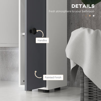 kleankin 180cm Slim Bathroom Cabinet, with Drawer, Shelves and Cupboards - Grey 