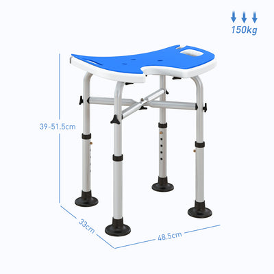 HOMCOM 39-51.5cm 'U' Seat Padded Shower Stool - Dark Blue 