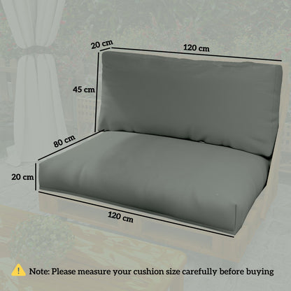 Outsunny 2 Seater Pallet Furniture Cushions Pallet Cushions, UPF20+ 220gsm Fabric, 20 cm Thick Outdoor Seat Pads, Charcoal Grey 
