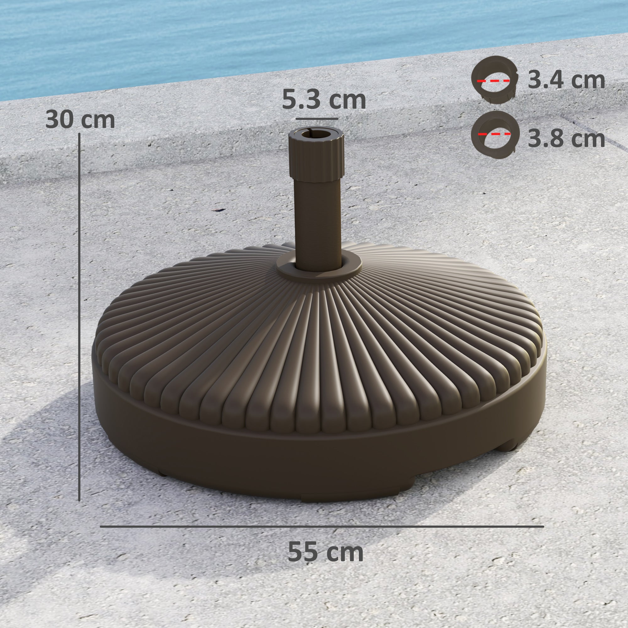 Outsunny Garden Parasol Base Holder, 28kg Sand Filled, 23kg Water Filled, Sun Umbrella Base Outdoor Umbrella Stand Weight, Brown