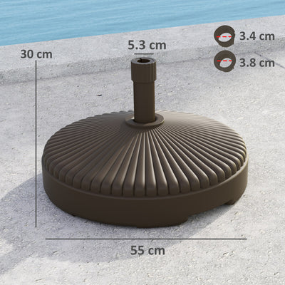 Outsunny Garden Parasol Base Holder, 28kg Sand Filled, 23kg Water Filled, Sun Umbrella Base Outdoor Umbrella Stand Weight, Brown 