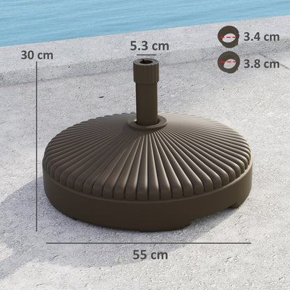 Outsunny Garden Parasol Base Holder, 28kg Sand Filled, 23kg Water Filled, Sun Umbrella Base Outdoor Umbrella Stand Weight, Brown