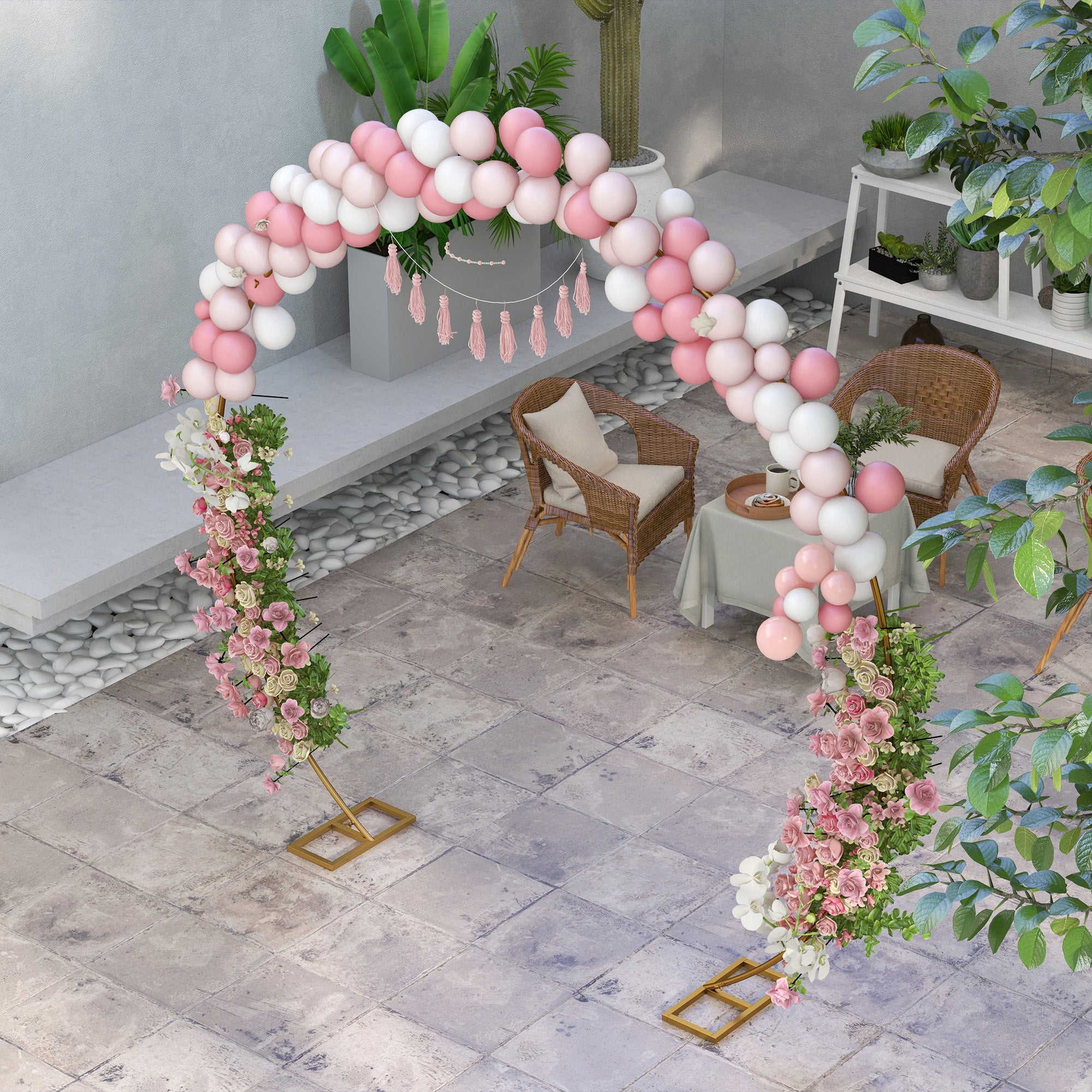 Outsunny 280cm Gold Backdrop Stand, Round Metal Wedding Arch for Birthday Party, Bridal Shower, Graduation, Ceremony 