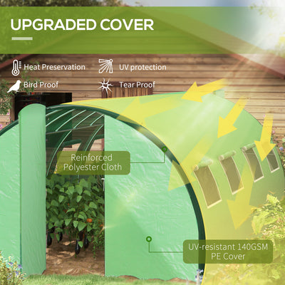 Outsunny Polyethylene Upgraded Structure Walk-in Polytunnel Greenhouse, 6 x 3(m), Green 